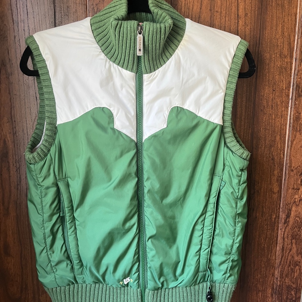 Burton Green and White Quilted Vest